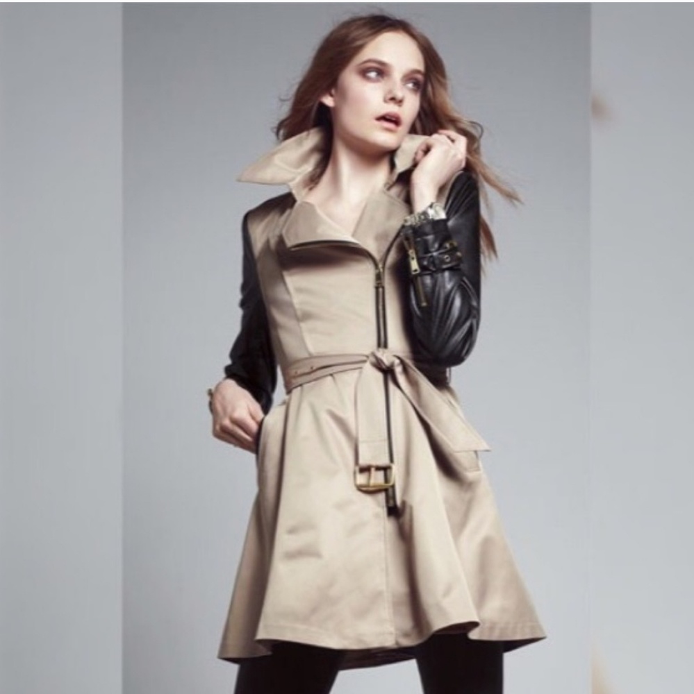 Bebe faux leather sleeve trench coat - NWOT